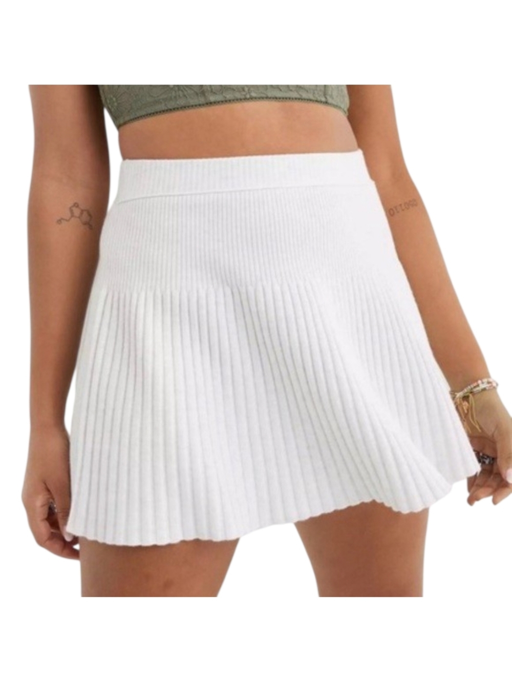 Aerie Ribbed Pleated Knit Mini Skirt